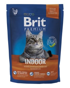 Сухой корм для кошек Premium Indoor для домашних курица 0 3кг Brit*