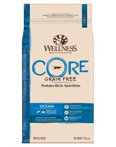 Сухой корм для кошек Wellness Ocean беззерновой лосось тунец 1 75кг Wellness core