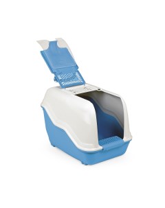 Туалет для кошек NETTA прямоугольный пластик белый голубой 54х39х40 см Mps