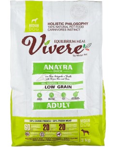Сухой корм для собак Adult Medium для средних пород утка 3кг Vivere
