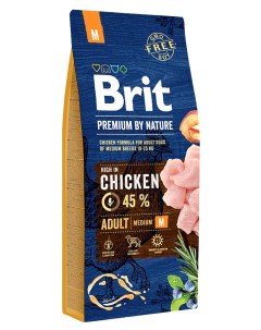 Сухой корм для собак Premium By Nature Adult M для средних пород курица 3кг Brit*