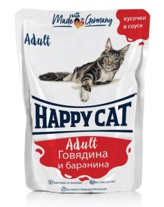Влажный корм для кошек говядина баранина 22шт по 100г Happy cat