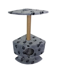 Комплекс для кошек Домик Угловой на ножках серый 2 уровня Пушок