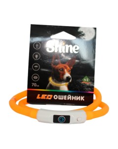 Ошейник Shine Led USB силиконовый оранжевый для собак 70 см N1