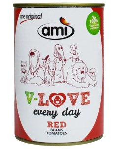 Консервы для собак V love Every Day Red Веганский Бобы и томат 400 г Ami