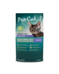 Сухой корм для кошек для стерилизованных профилактика МКБ индейка 1 5 кг Pro cat