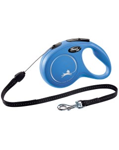Поводок рулетка для собак и кошек CLASSIC CORD трос 3 м до 8кг голубой Flexi