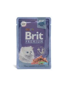 Влажный корм для котят Premium телятина с морковью в желе 85 гр Brit*