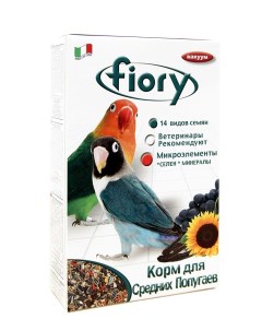 Сухой корм для средних попугаев PARROCCHETTI AFRICAN 4 шт по 800 г Fiory