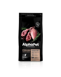 Сухой корм для кошек с ягненком и индейкой для стерилизованных 3 кг Alphapet