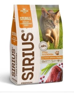 Сухой корм для кошек для стерилизованных утка с клюквой 10 кг Сириус