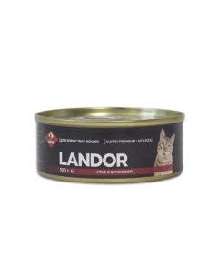 Консервы для кошек утка с брусникой 12 шт по 100 г Landor