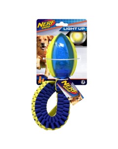 Игрушка для собак светящийся мяч для регби с пищащим шлейфом сине зеленый 48 см Nerf