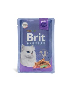 Влажный корм для кошек Premium треска в желе 85 гр Brit*