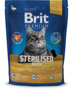 Сухой корм для кошек Premium Cat Sterilised утка и печень 300 г Brit*