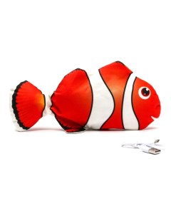 Игрушка для кошек Рыба клоун со светом с двигающимся хвостом и с USB зарядкой 28 см Пижон