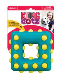 Жевательная игрушка для собак Dotz квадрат малый голубой желтый длина 9 см Kong