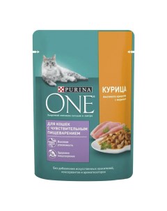 Влажный корм для кошек с курицей и морковью с чувствительным пищеварением 75 г Purina one