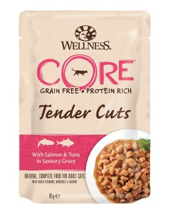 Влажный корм для кошек Tender Cuts лосось тунец 24шт по 85г Wellness core