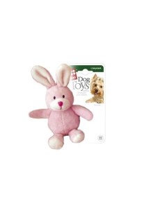 Мягкая игрушка для собак Заяц с пищалкой розовый длина 14 см Gigwi