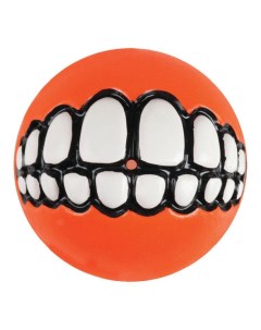 Игрушка для лакомств для собак Grinz L мяч с принтом зубы оранжевый 7 8 см Rogz