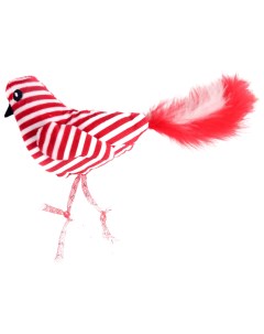 Игрушка для кошек Птичка с перьями красно белая 25 см Petpark