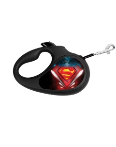 Поводок рулетка Collar с рисунком Супермен Лого размер M до 25кг 5 м черный Waudog