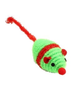 Игрушка Мышь новогодняя погремушка с бубенчиком 8 см зелёная красная Пижон