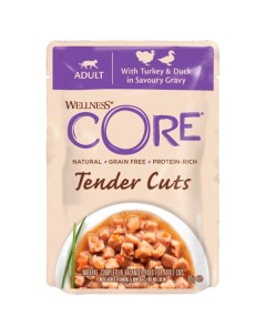 Влажный корм для кошек Tender Cuts индейка с уткой в соусе 8шт по 85г Wellness core