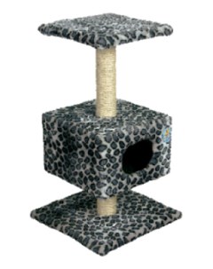 Домик для кошек на подставке мех черно серый 45х45х80 см Зооник