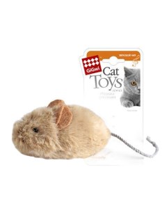 Мягкая игрушка для кошек мышка со звуковым чипом бежевый 13 см Gigwi