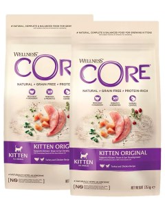 Сухой корм для котят Core Original Kitten индейка и курица 2 шт по 1 75 кг Wellness core