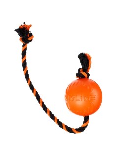 Развивающая игрушка для собак Мяч с канатом оранжевый черный 35 см Doglike