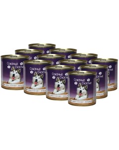 Консервы для собак Говяжьи потрошки с овощами 12 шт по 750 г Собачье счастье