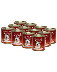 Консервы для собак Говядина с потрошками в желе 12 шт по 750 г Собачье счастье
