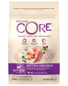 Сухой корм для котят Core Original Kitten индейка и курица 2 шт по 0 3 кг Wellness core