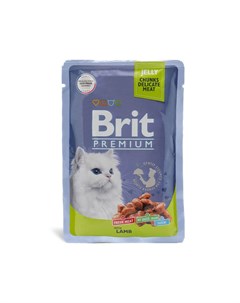 Корм влажный Premium для взрослых кошек ягнёнок в желе 85 г Brit*