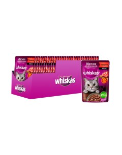 Влажный корм для кошек Мясная коллекция говядина в желе 28шт по 75г Whiskas
