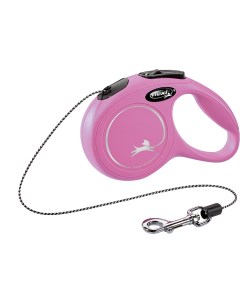 Поводок рулетка для собак и кошек CLASSIC CORD трос 3 м 8кг розовый Flexi