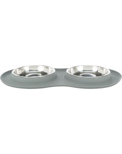 Двойная миска для собак сталь силикон серый 0 6 л Trixie
