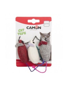 Мягкая игрушка для кошек джут красный серый белый 6 5 см 3 шт Camon