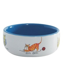 Одинарная миска для кошек и собак керамика белый синий 0 25 л Beeztees