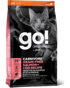 Сухой корм для кошек и котят Carnivore беззерновой с лососем и треской 3 63 кг @go