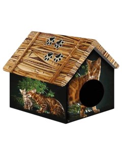 Домик для кошек и собак Дизайн Бенгальский кот 33x33x40 см Персилайн