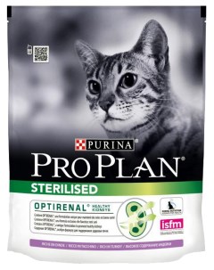 Сухой корм для кошек Sterilised Optirenal для стерилизованных индейка 0 4кг Pro plan