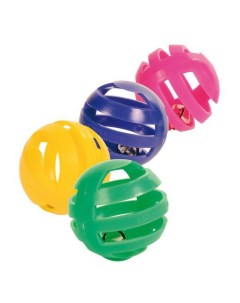 Набор мячей для кошек с колокольчиком пластик разноцветный 4 см 4 шт Trixie