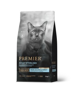 Сухой корм для кошек для стерилизованных лосось с индейкой 2 кг Premier