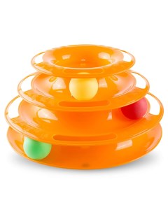 Прочная устойчивая игрушка для кошек башня трек 3 этажа оранжевая Pets & friends