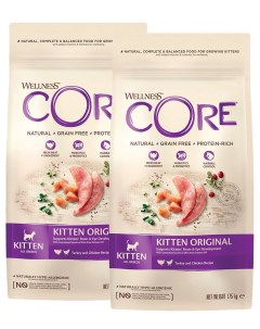 Сухой корм для котят CORE Original Kitten индейка и курица 2 шт по 1 75 кг Wellness core
