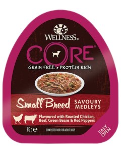 Консервы для собак курица и говядина с зеленой фасолью и красным перцем 85г Wellness core